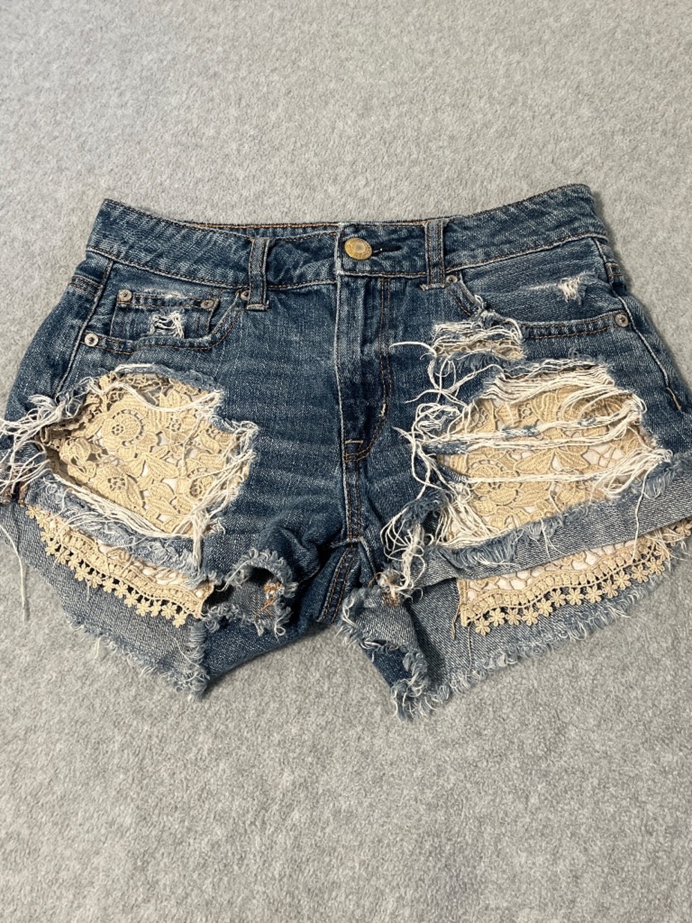 American Eagle Distress Festival Shorts2 Indie Distressed Lace Boho Beach